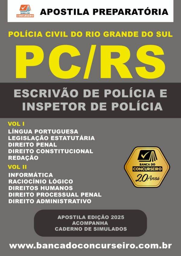 Apostila Preparatória Polícia Civil/RS - Atualizada Edição 2025